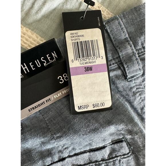 New Van Heusen Cotton Flat Front Straight Shorts Blue 38 - Picture 4 of 5